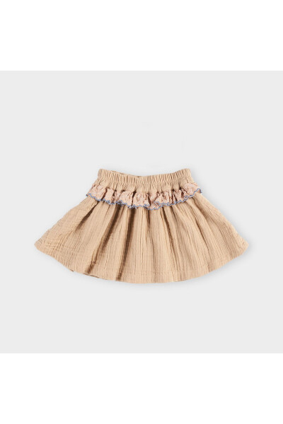 Baby Girl Lace Detail Beige Skirt - 11