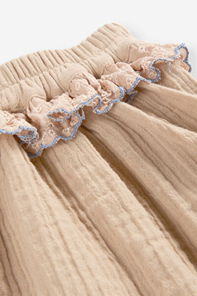 Baby Girl Lace Detail Beige Skirt - 3