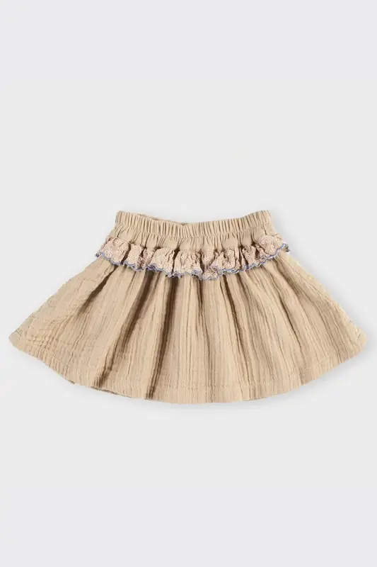 Baby Girl Lace Detail Beige Skirt - 3