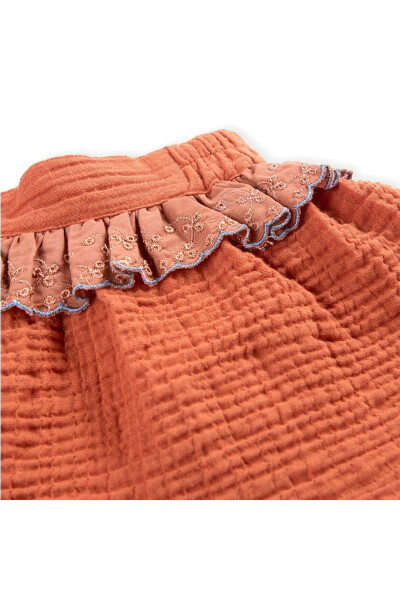 Baby Girl Lace Detail Terracotta Skirt - 9