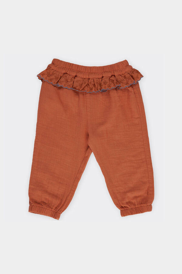 Baby Girl Lace Detailed Terracotta Pants - 1