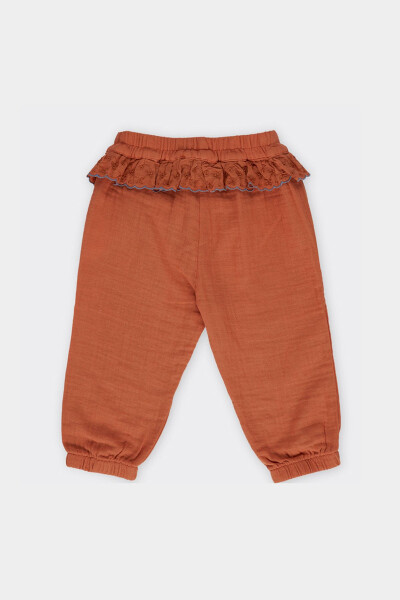 Baby Girl Lace Detailed Terracotta Pants - PANÇO (1)