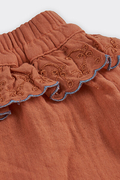 Baby Girl Lace Detailed Terracotta Pants - 3
