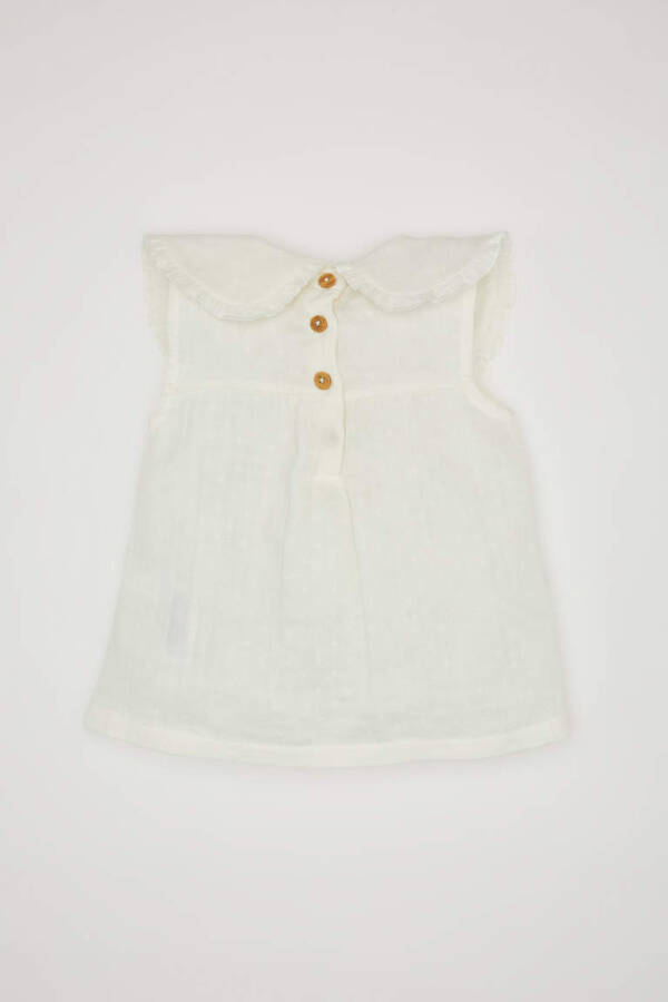 Baby Girl Large Collar Sleeveless Blouse Ecru - 4