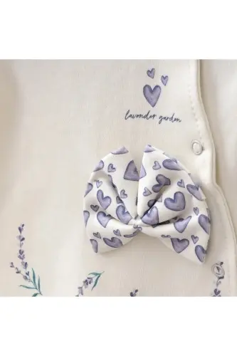 Baby Girl Lavender Garden 100% Cotton Jumpsuit Set with Hat-ecru - LIMEBABIES (1)