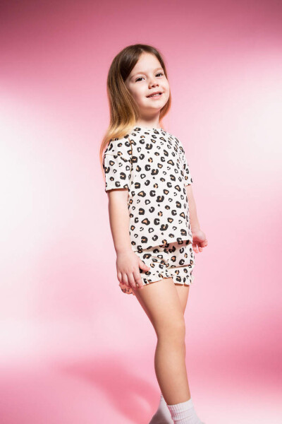 Baby Girl Leopard Print Short Sleeve T-shirt and Shorts 2-Piece Set - 3