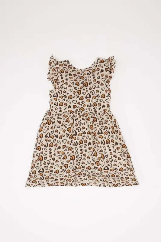 Baby Girl Leopard Print Sleeveless Dress Sand - 2