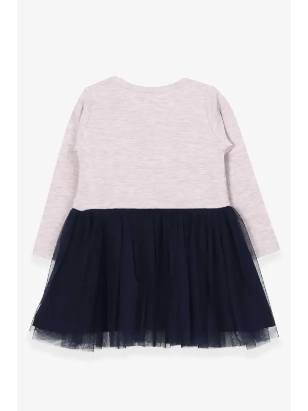 Baby Girl Long Sleeve Dress Printed Beige Melange (1.5-2 Years)-Beige - 2