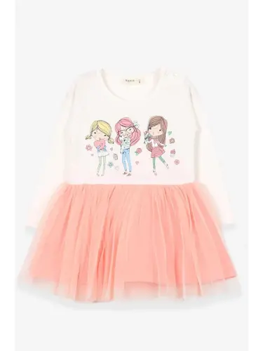 Baby Girl Long Sleeve Dress Printed Ecru (1.5 Years Old)-Ecru - 1