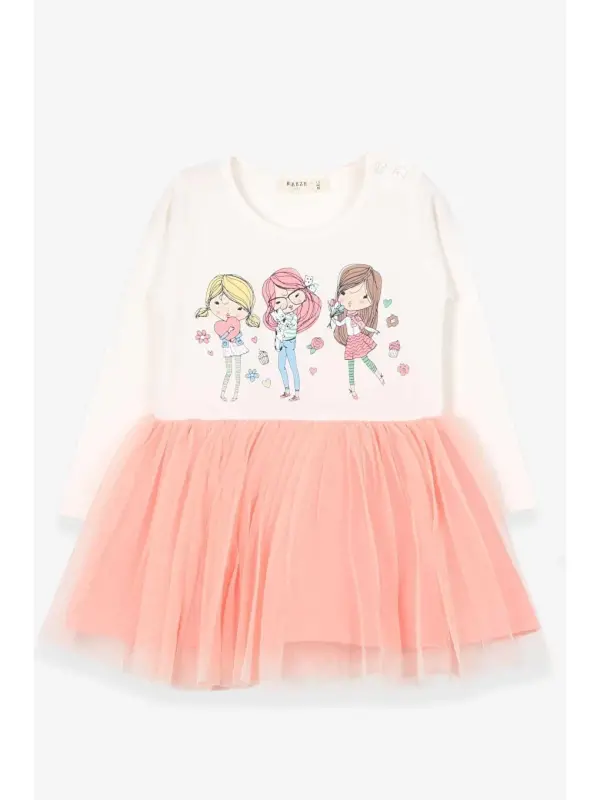 Baby Girl Long Sleeve Dress Printed Ecru (1.5 Years Old)-Ecru - LC WAIKIKI