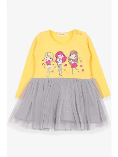 Baby Girl Long Sleeve Dress Printed Yellow (1.5-2 Years Old)-Yellow - 1