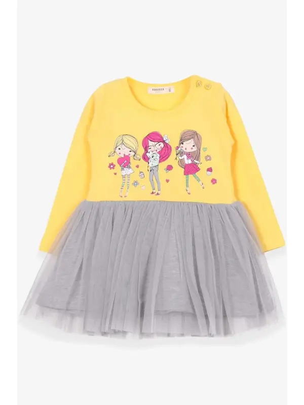 Baby Girl Long Sleeve Dress Printed Yellow (1.5-2 Years Old)-Yellow - LC WAIKIKI