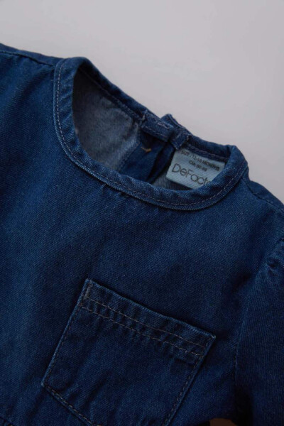 Baby Girl Long Sleeve Jean Dress Dark Blue - Defacto (1)