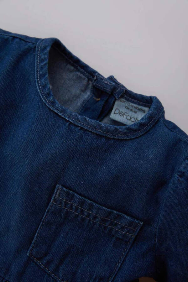 Baby Girl Long Sleeve Jean Dress Dark Blue - 2
