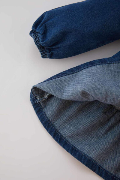 Baby Girl Long Sleeve Jean Dress Dark Blue - 4