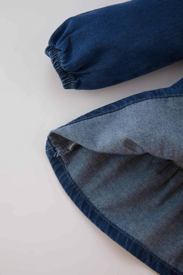 Baby Girl Long Sleeve Jean Dress Dark Blue - 7