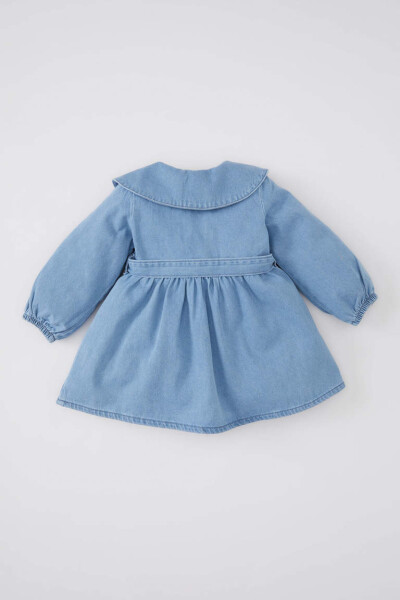 Baby Girl Long Sleeve Jean Dress Light Blue - 5