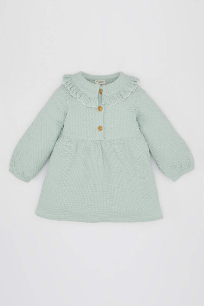 Baby Girl Long Sleeve Mint Dress - 1