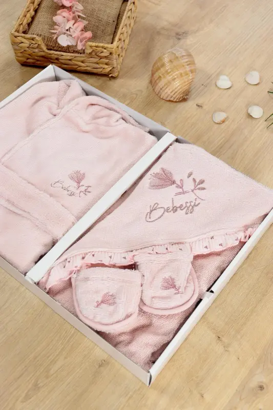 Baby Girl Luxury Robe Set Towel Set 100% Cotton Fabric 0- 2 Years STL6582 - 6