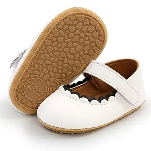 Baby Girl Mary Jane Dress Shoes - Infant Newborn Flats Anti-Slip Soft PU Leather Party School Wedding Princess Baby Girl Shoes - NEBAND