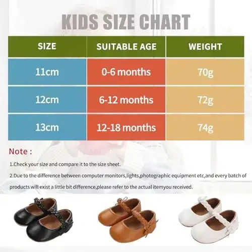 Baby Girl Mary Jane Dress Shoes - Infant Newborn Flats Anti-Slip Soft PU Leather Party School Wedding Princess Baby Girl Shoes - 7