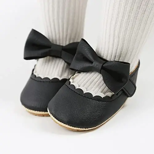 Baby Girl Mary Jane Dress Shoes - Infant Newborn Flats Anti-Slip Soft PU Leather Party School Wedding Princess Baby Girl Shoes - NEBAND (1)