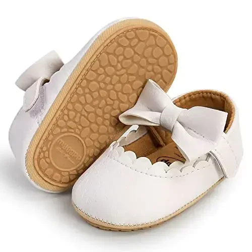 Baby Girl Mary Jane Dress Shoes - Infant Newborn Flats Anti-Slip Soft PU Leather Party School Wedding Princess Baby Girl Shoes 