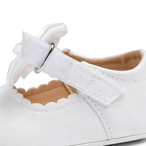 Baby Girl Mary Jane Dress Shoes - Infant Newborn Flats Anti-Slip Soft PU Leather Party School Wedding Princess Baby Girl Shoes - 4