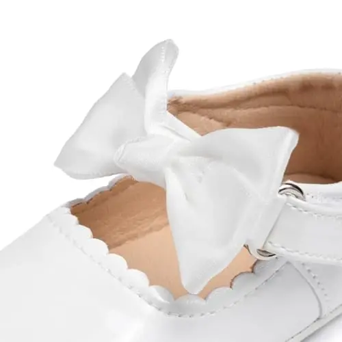 Baby Girl Mary Jane Dress Shoes - Infant Newborn Flats Anti-Slip Soft PU Leather Party School Wedding Princess Baby Girl Shoes - 5