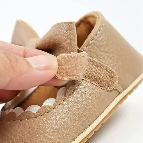 Baby Girl Mary Jane Dress Shoes - Infant Newborn Flats Anti-Slip Soft PU Leather Party School Wedding Princess Baby Girl Shoes - 5