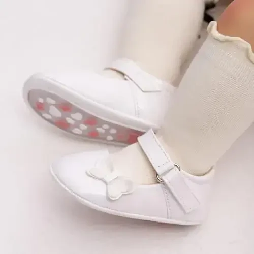 Baby Girl Mary Jane Dress Shoes - Infant Newborn Flats Anti-Slip Soft PU Leather Party School Wedding Princess Baby Girl Shoes - 2