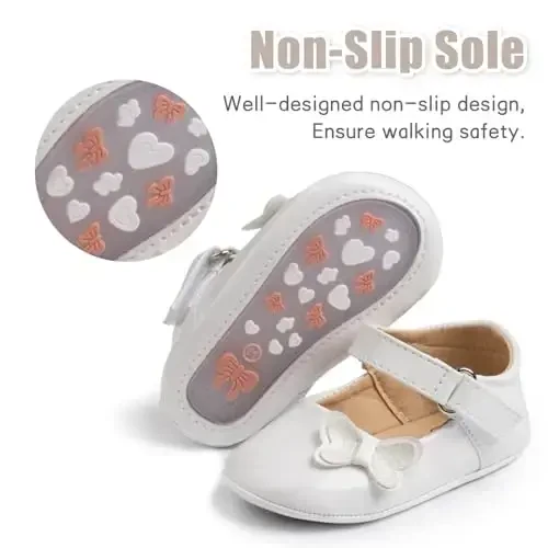 Baby Girl Mary Jane Dress Shoes - Infant Newborn Flats Anti-Slip Soft PU Leather Party School Wedding Princess Baby Girl Shoes - 3