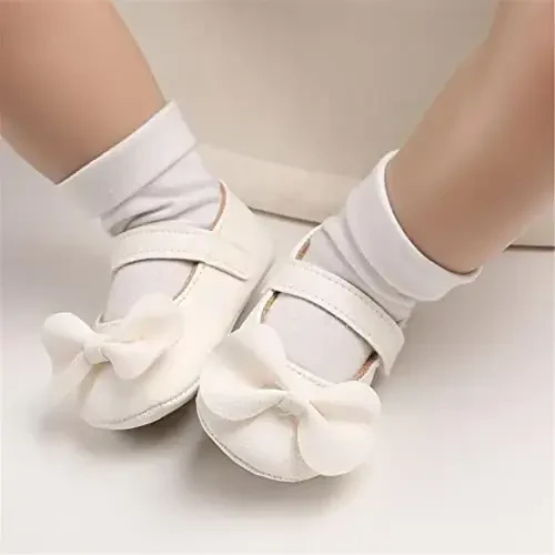 Baby Girl Mary Jane Dress Shoes - Infant Newborn Flats Anti-Slip Soft PU Leather Party School Wedding Princess Baby Girl Shoes - 2