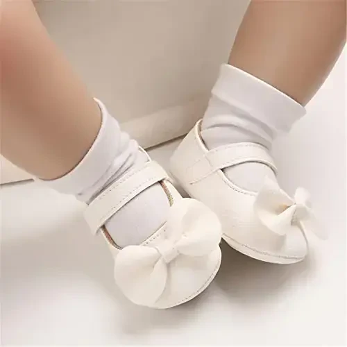 Baby Girl Mary Jane Dress Shoes - Infant Newborn Flats Anti-Slip Soft PU Leather Party School Wedding Princess Baby Girl Shoes - 3