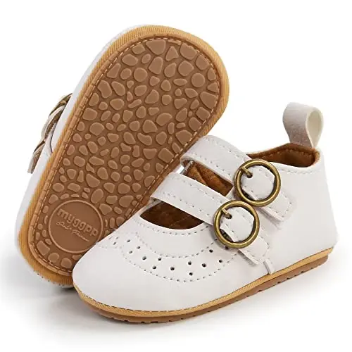Baby Girl Mary Jane Dress Shoes Infant Newborn Flats Anti-Slip Soft PU Leather Party School Wedding Princess Baby Girl Shoes 