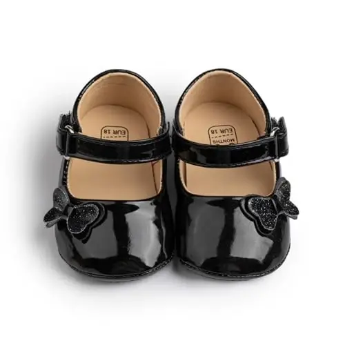 Baby Girl Mary Jane Dress Shoes Infant Newborn Flats Anti-Slip Soft PU Leather Party School Wedding Princess Baby Girl Shoes 