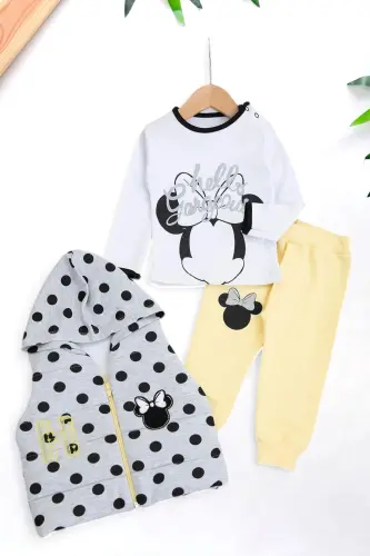 Baby Girl Minnie Mouse Printed Fiber Filled Inflatable Vest 6-9-12-18 Months Baby Set - 2