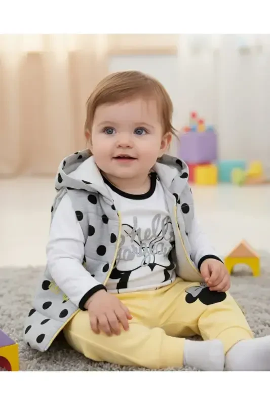 Baby Girl Minnie Mouse Printed Fiber Filled Inflatable Vest 6-9-12-18 Months Baby Set - Modazone