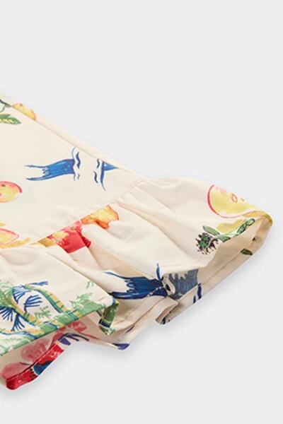 Baby Girl Multi Colored Patterned Beige Pants - 4