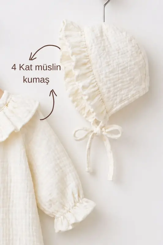 Baby Girl Named Organic Muslin Newborn Romper Hospital Outfit Baby Gift Summer Romper-Cream - 3