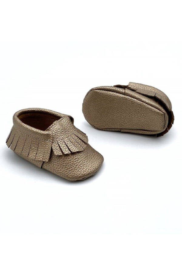 Baby Girl Natural Faux Leather Tassel Loafer Baby Shoes - 2