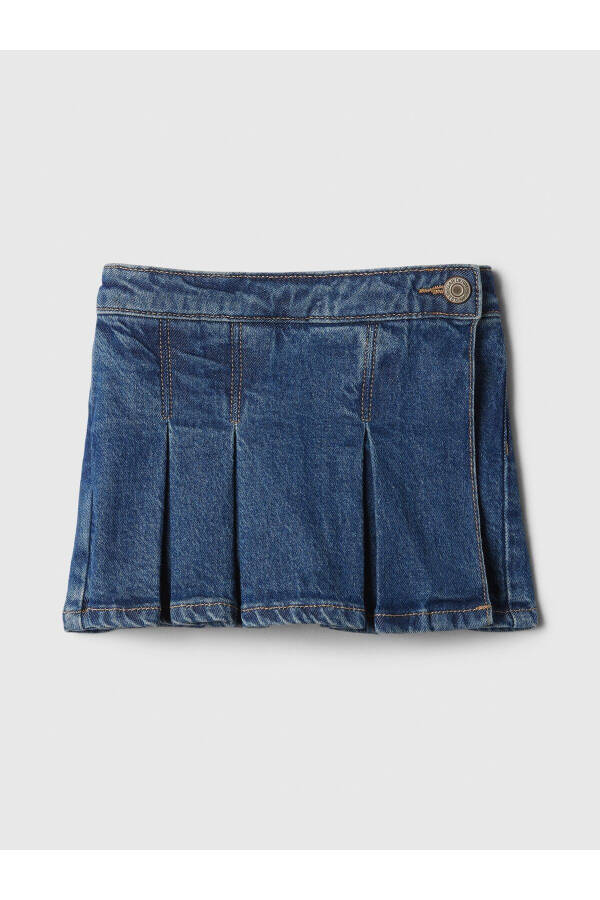 Baby Girl Navy Denim Pleated Shorts Skirt - 13