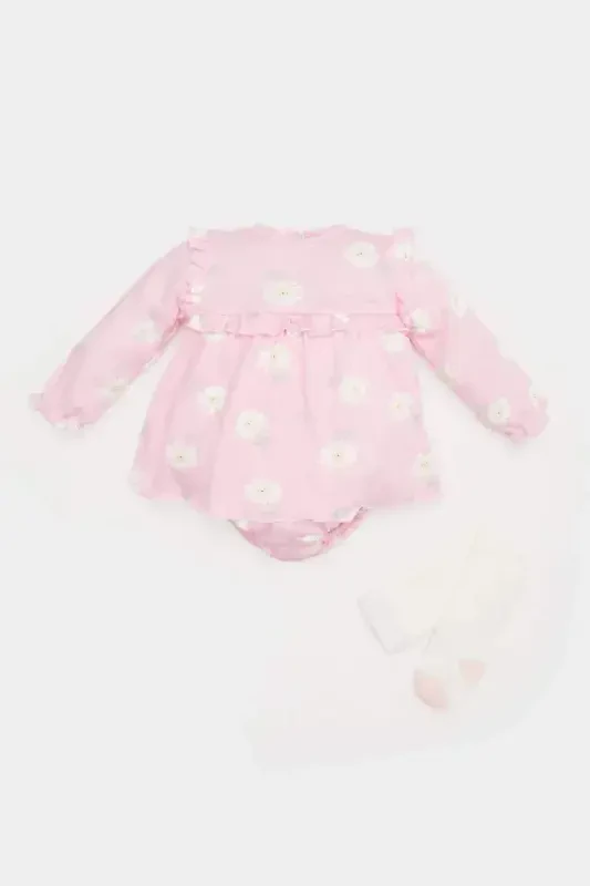 Baby Girl Newborn 2-Piece Set Floral Long Sleeve Romper Dress Socks E2389a525sp - 1