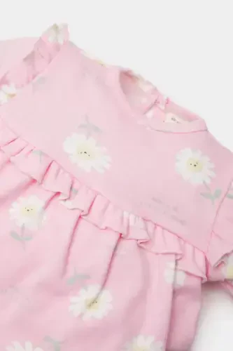 Baby Girl Newborn 2-Piece Set Floral Long Sleeve Romper Dress Socks E2389a525sp - DEFACTO (1)