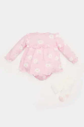 Baby Girl Newborn 2-Piece Set Floral Long Sleeve Romper Dress Socks E2389a525sp - 1