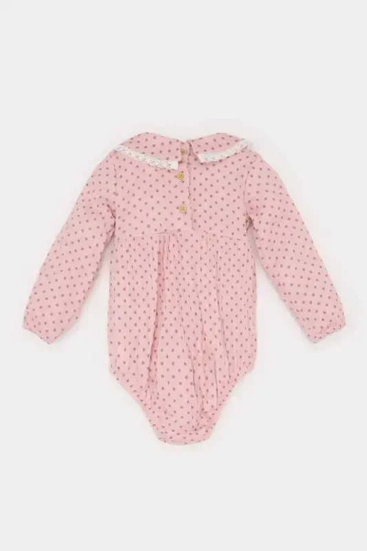 Baby Girl Newborn 2-Piece Set Muslin Wide Neck Long Sleeve Romper Tights E2384a525sp - 4