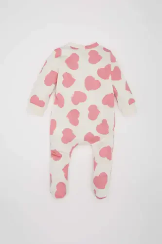 Baby Girl Newborn Heart Print Cotton Long Sleeve Snap Romper E6046A5NS - 4