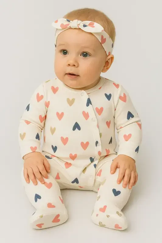 Baby Girl Newborn Organic Pastel 2-Piece Romper Set - 2