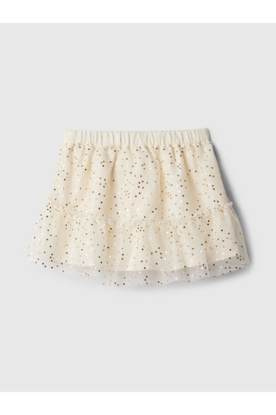 Baby Girl Off-White Frilled Tulle Mini Skirt - 2