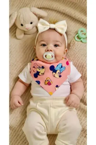 Baby Girl Organic Fabric Double Layer Colorful and Patterned Scarf Bib Drool Bib 10 Pieces - 2